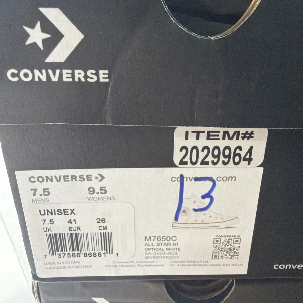Converse All Star High Top‎ Sneakers-White Mens 7.5 Women's 9.5